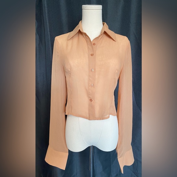 Eclai Sheer button up crop top - Picture 1 of 5